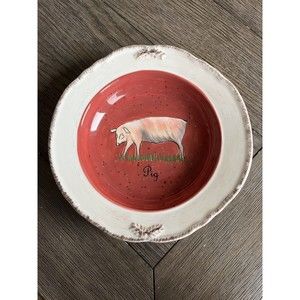 Raymond Waites Certified International VINTAGE FARM Pig 9" Bowl Has Chip‎
